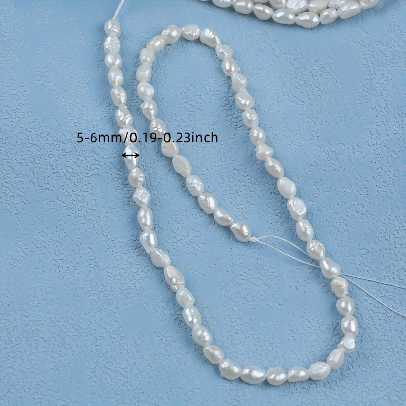 White Freshwater Pearl Beads Loose Strand for Jewelry Making 36cm