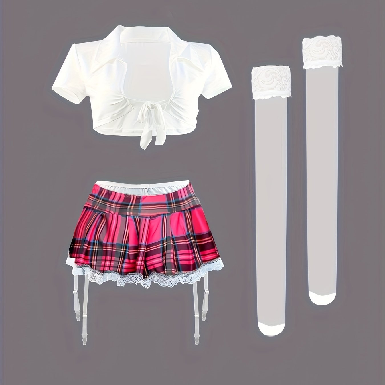 Disfraz de lencería seductora con medias de liga para mujeres