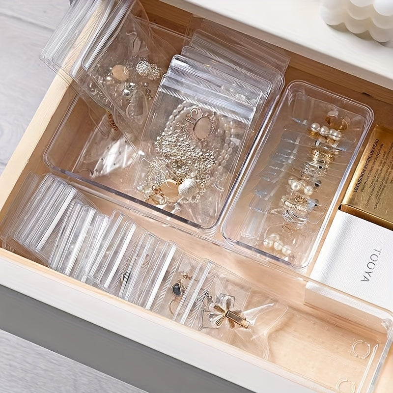 Set of 30 Clear PVC Jewelry Pouches with Zip Lock Closure for Earrings Necklaces and Bracelets Storage