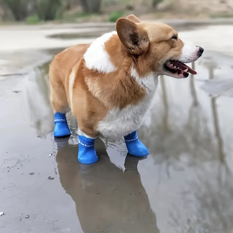 Waterproof Non-Slip Dog Rain Boots for Small to Medium Breeds PVC Soft Sole Adjustable Closure