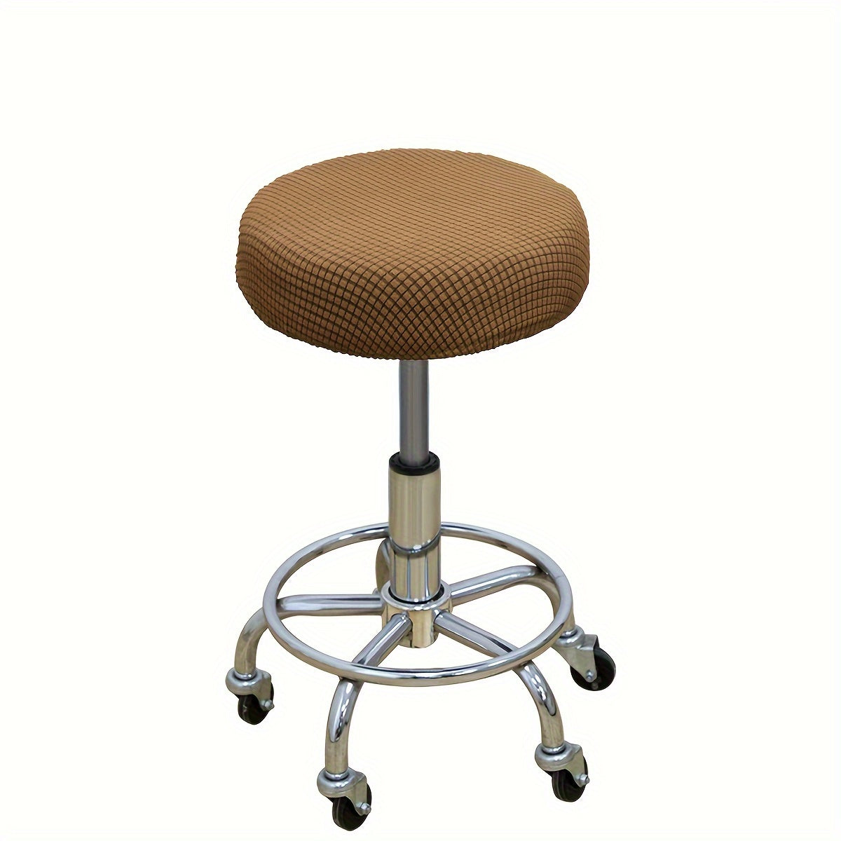 Adjustable Round Stool Slipcover with Diamond Pattern Plush Stretch Seat Protector