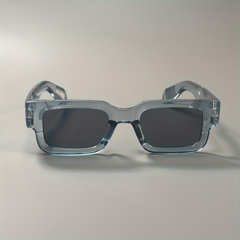 Men's Y2K Punk Rectangle Glasses Full Rim AC Lens PC Frame Anti-Reflective Wide Frame for Outdoor Sports Travel