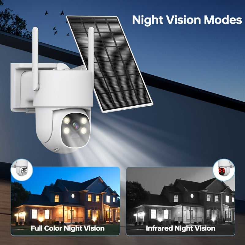 4MP Solar Wireless Outdoor Security Camera with Night Vision Two-Way Audio Motion Detection