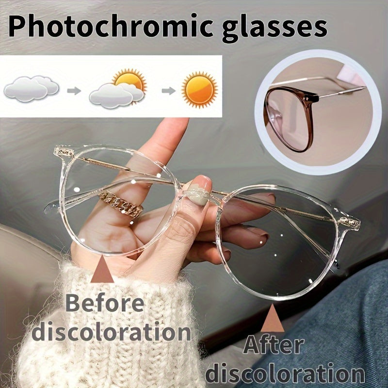 Vintage Photochromic Glasses for Women Metal Frame Anti-Reflective Lenses for Driving Travel Beach