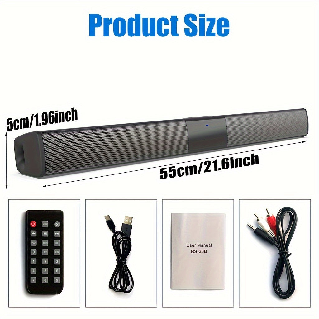 Wireless Soundbar with Built-in Subwoofers and Stereo Speakers for Computers Smartphones and Tablets