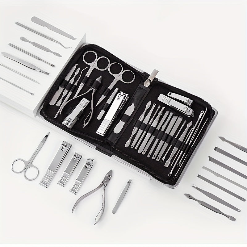Professional 26-Piece Nail Grooming Kit with Clippers Scissors Cuticle Nipper for Manicure Pedicure