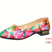Women's Floral Print Pointed Toe Flats Lightweight PVC Slip-On Shoes
