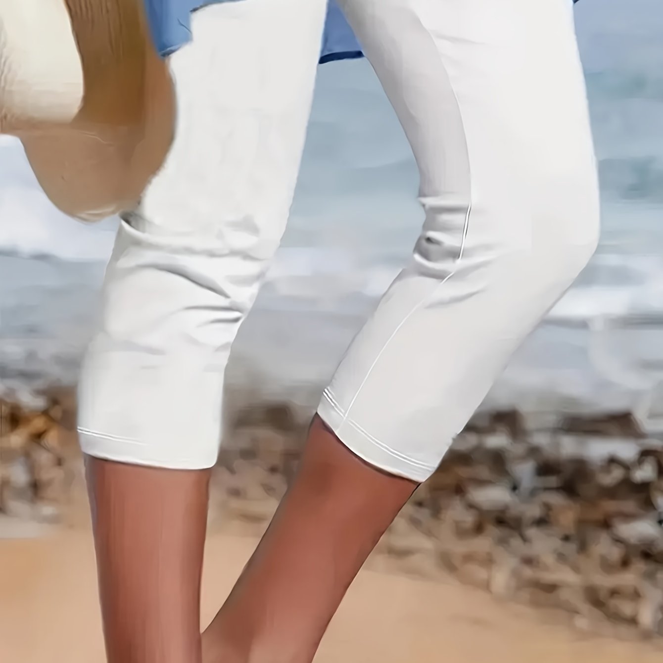 Plus Size Women's High-Waisted Yoga Leggings Stretchy Capri for Summer