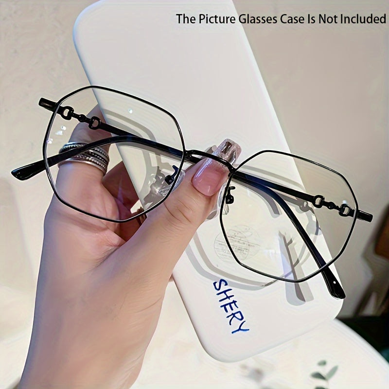 Gafas de bloqueo de luz azul para mujer con montura polygonal dorada para uso en ordenador y al aire libre