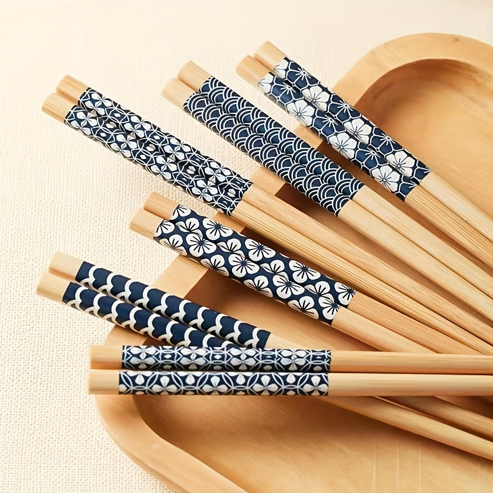5 Pairs of Premium Bamboo Chopsticks Non-Slip Heat-Resistant Dishwasher Safe Kitchen Utensils