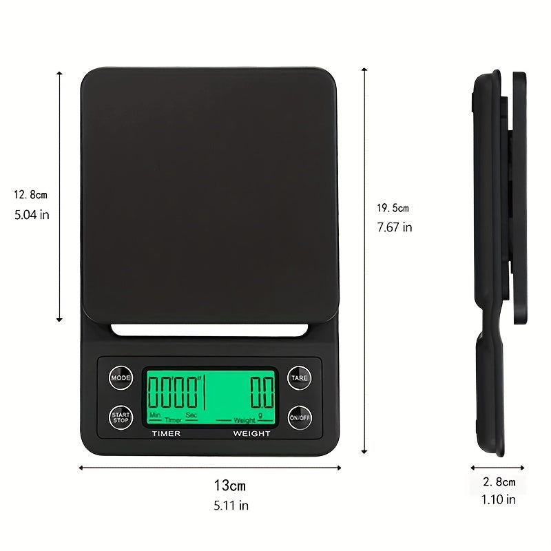 Coffee Scale With Timer LCD Backlight Food Scale Tare Function 6.6lb