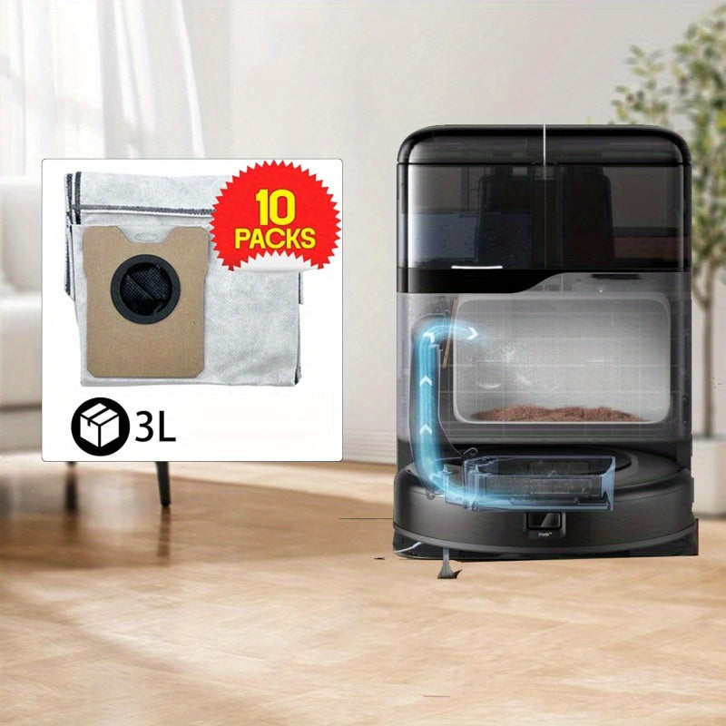 10PCS Dust Bags for Robot Vacuum Cleaner 3L Capacity 4-Layer Disposable Compatible with Eufy C20 Omni