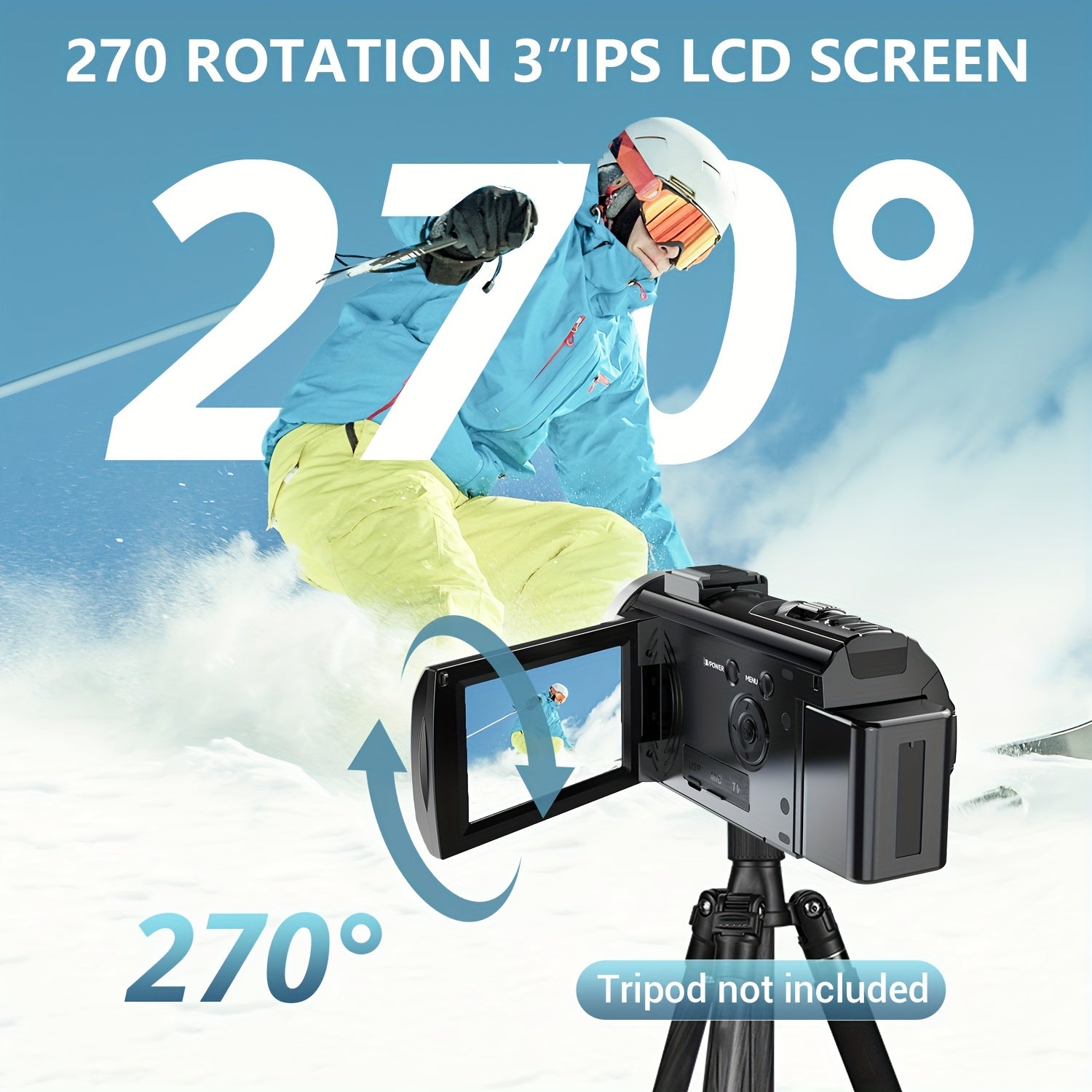 Digital Video Camera Camcorder with 270° Rotating Screen 16X Digital Zoom 1080i HD Video