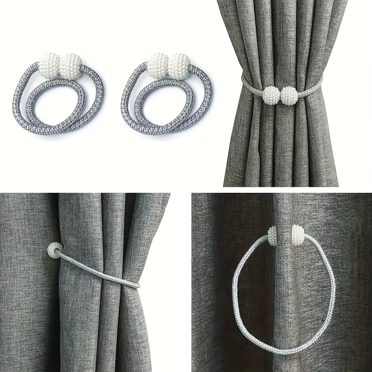 Magnetic Curtain Tiebacks 42cm Classic Design Set of Two for Living Room Bedroom Office
