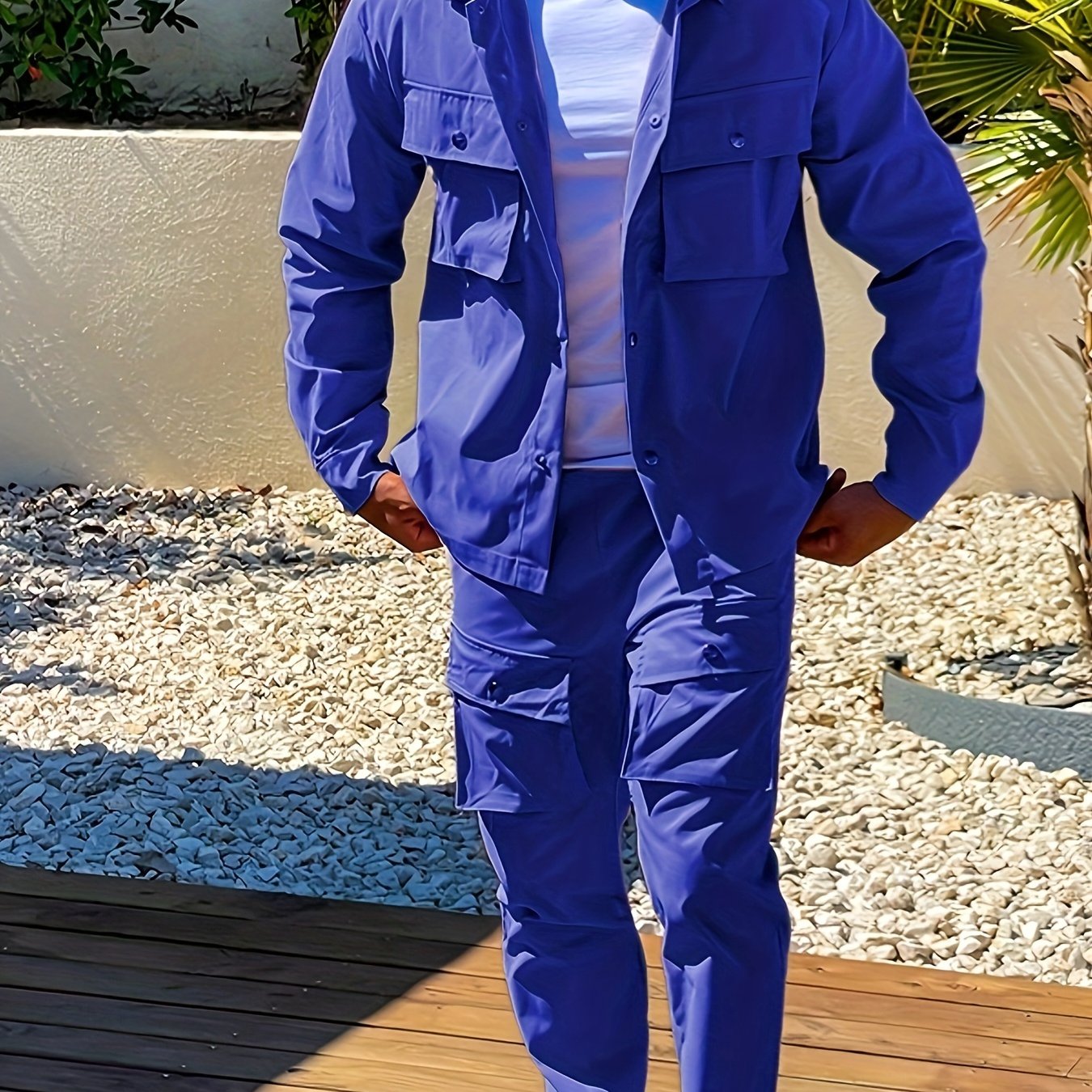 European American Casual Sports Fashion Suit Polyester Solid Color Lapel Regular Fit