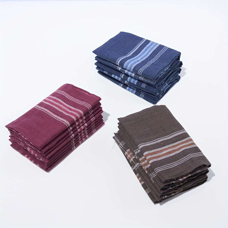 Set of 12 Men's Vintage Plaid Cotton Handkerchiefs Classic Style Hankies