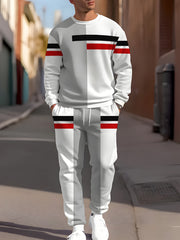 Men's Casual Outfit Set with Long Sleeve Crew Neck Sweatshirt and Joggers