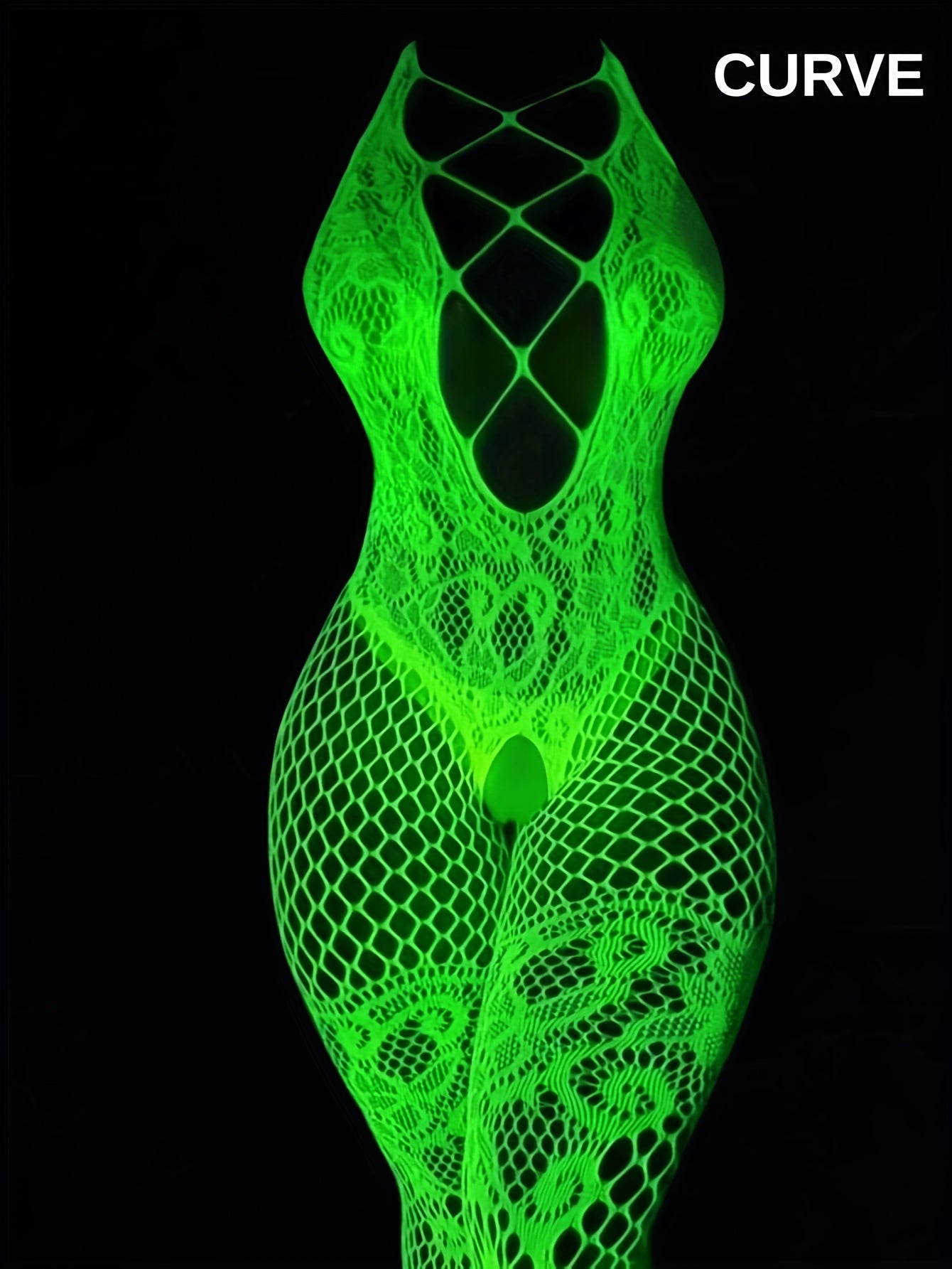 Medias de red transparentas para mujer que brillan en la oscuridad con liguero y talla grande