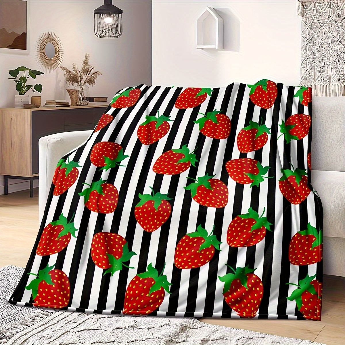 Qora chiziqli mikroflanel fleece yostiqchasi 1 ta raqamli bosma yengil