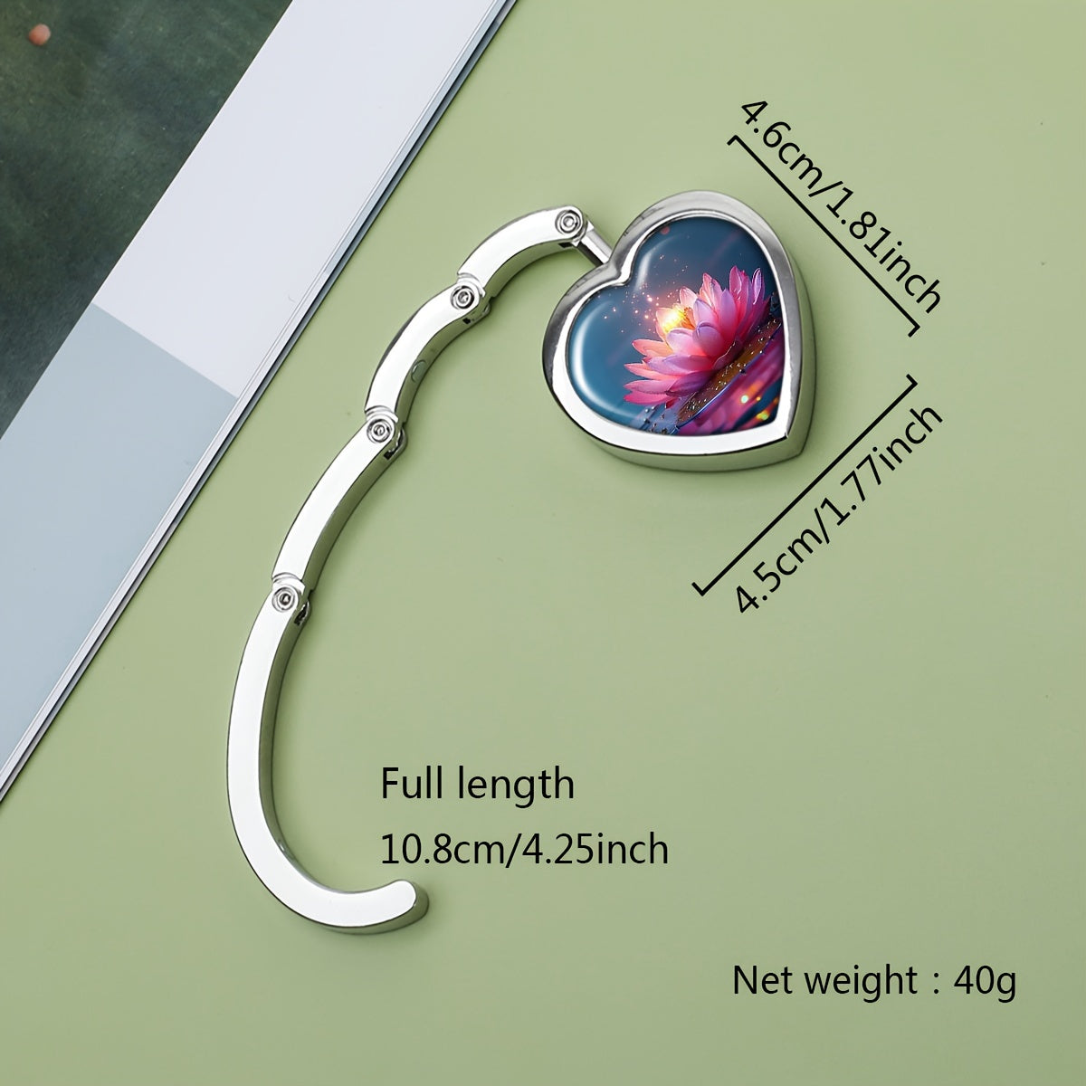 Foldable Heart-Shaped Metal Handbag Hanger with Lotus Design for Women