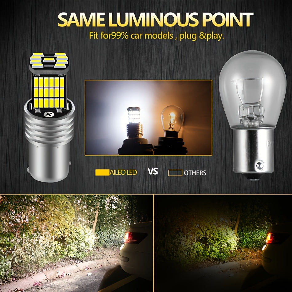 Pack de 2 bombillas LED 1156 para coche, luces de marcha atrás, señales de giro, 1200LM de brillo