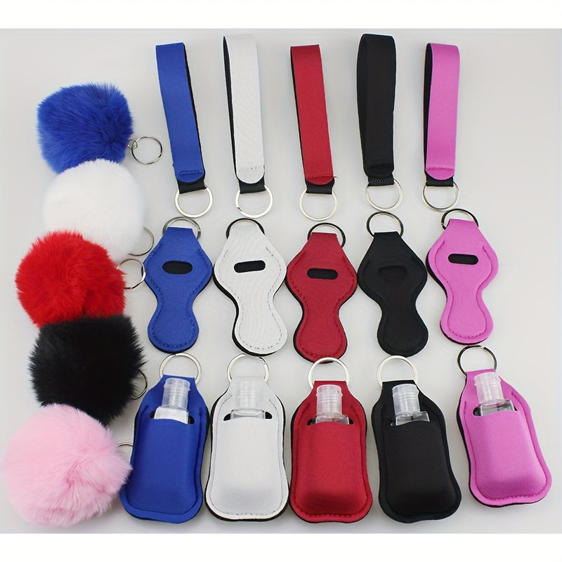 25-Piece Lipstick Holder Keychain Set with Sanitizer Bottle Bag and Rope
