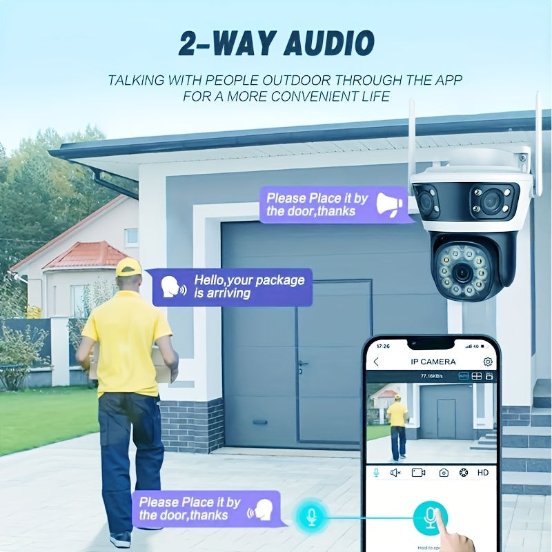 HD умная камера безопасности с 360-градусным панорамным обзором, обнаружением движения, двусторонним звуком, инфракрасным ночным видением, для использования внутри и снаружи