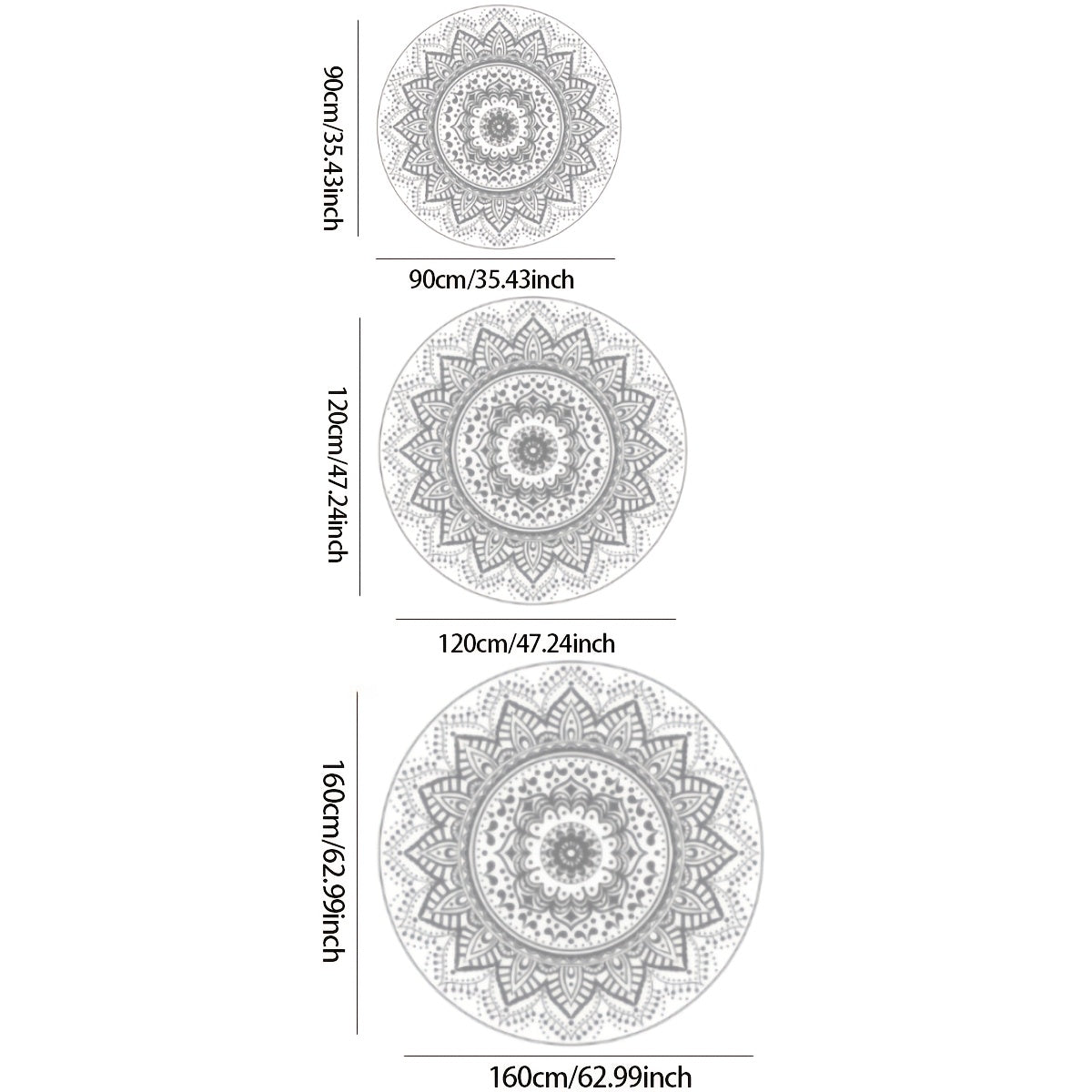 Bohemian Flower Round Carpet Rug Non-slip Indoor Living Room Bedroom Decor