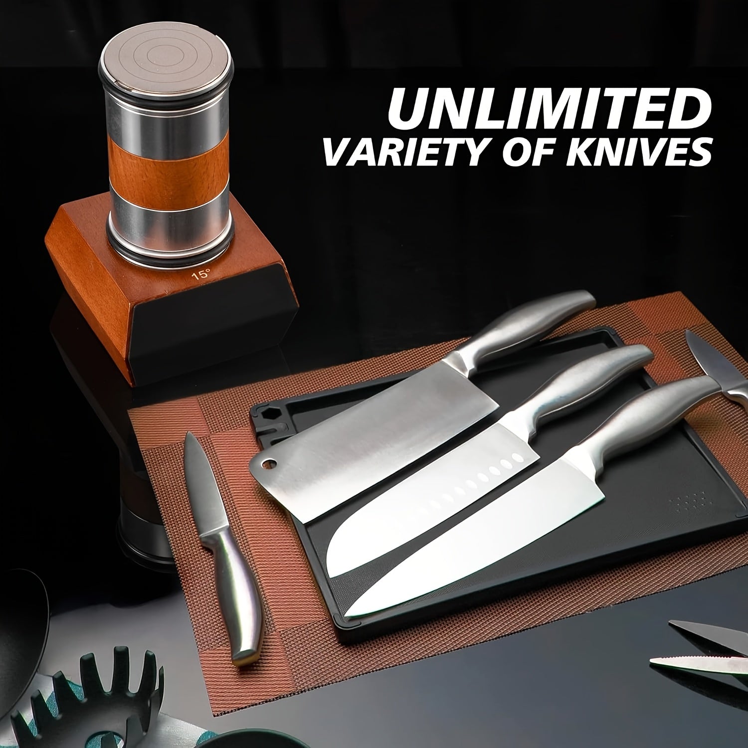 Aluminum Alloy Knife Sharpener with Non-Slip Base and Compact Design