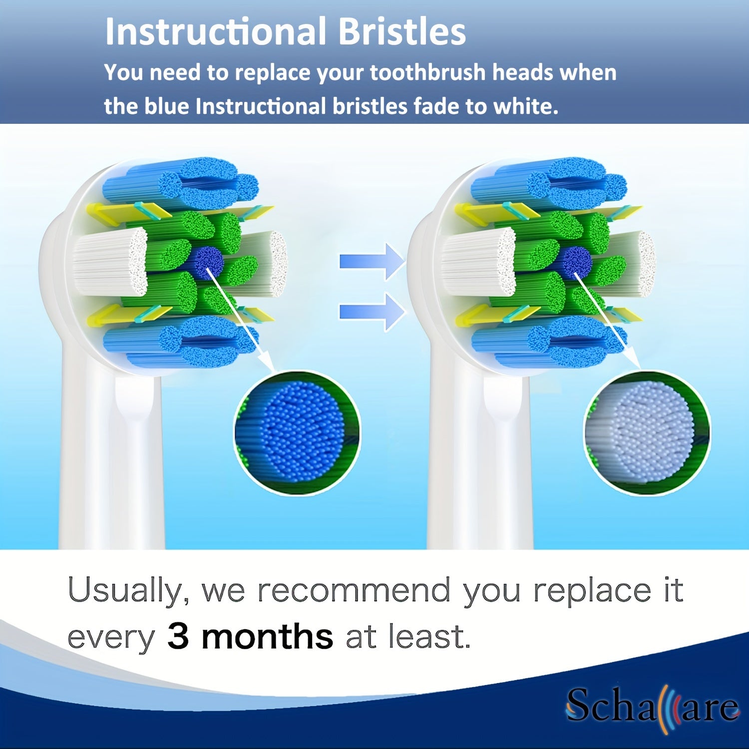 Elektr tish tozalash uchun 4 ta o'rnash uchun tish cho'tkasi boshli yumshoq choʻtqalar