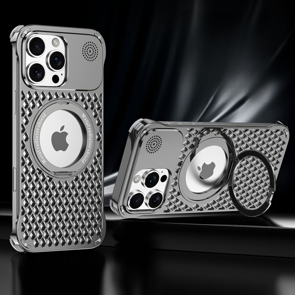 Titanium Luxury Phone Case for iPhone Shockproof Airbags Ultra-Thin Metal Bumper Wireless Charging