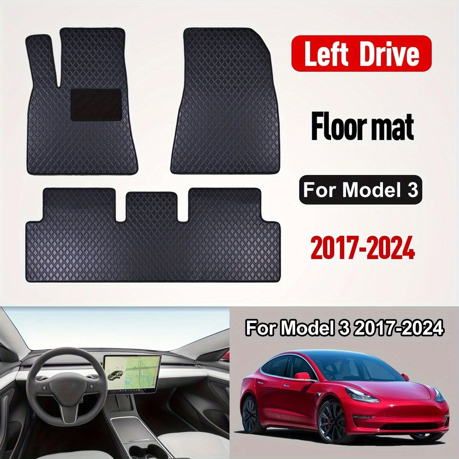 All-Weather PU Leather Floor Mats and Trunk Liners for Tesla Model 3