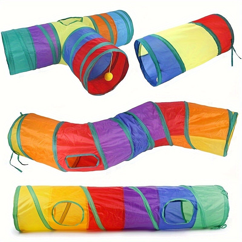 Foldable Pet Tunnel for Cats and Dogs, Polyester, Interactive Play and Training