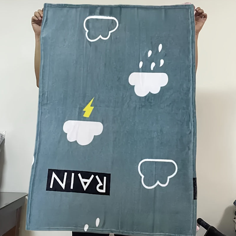 Голубое и белое полосатое одеяло из кораллового флиса с оленями, мягкое и уютное плюшевое для детей и взрослых