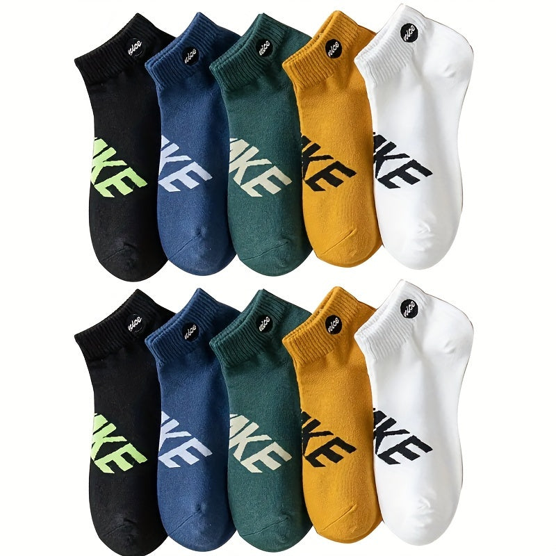 Men's Low Cut Socks 5 Pairs Breathable Anti-Odor Casual Wear All Seasons