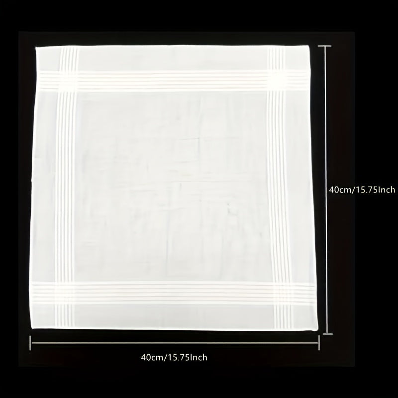 Men's Cotton Handkerchiefs 12 Pack White Woven Hankies with High Absorption