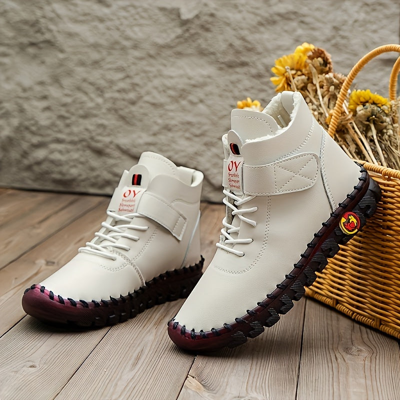 Women Warm Winter High-Top Boots Anti-Slip Casual Faux Leather