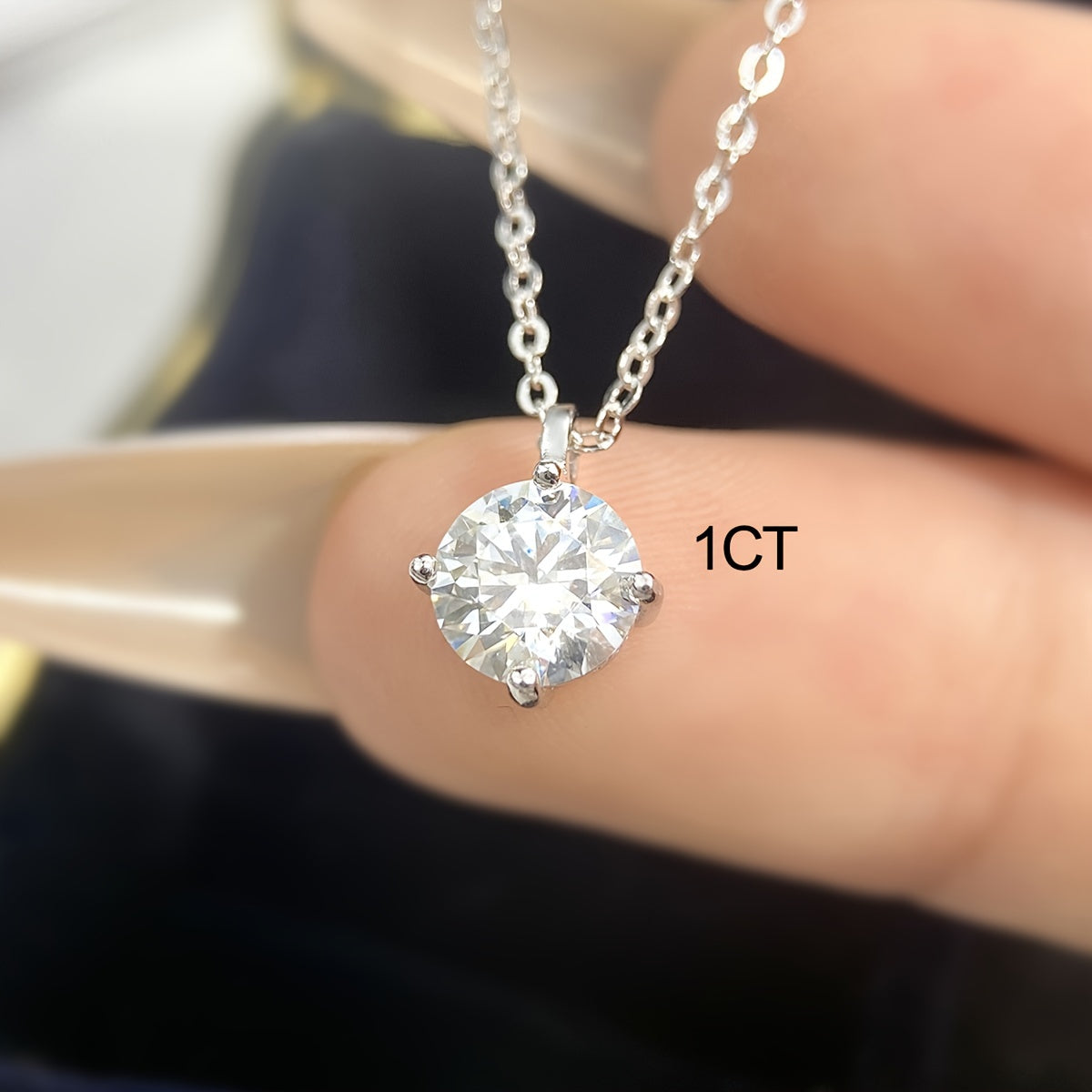 Sterling Silver Diamond Pendant Necklace 1/2/3 Carat Wedding Gift Jewelry