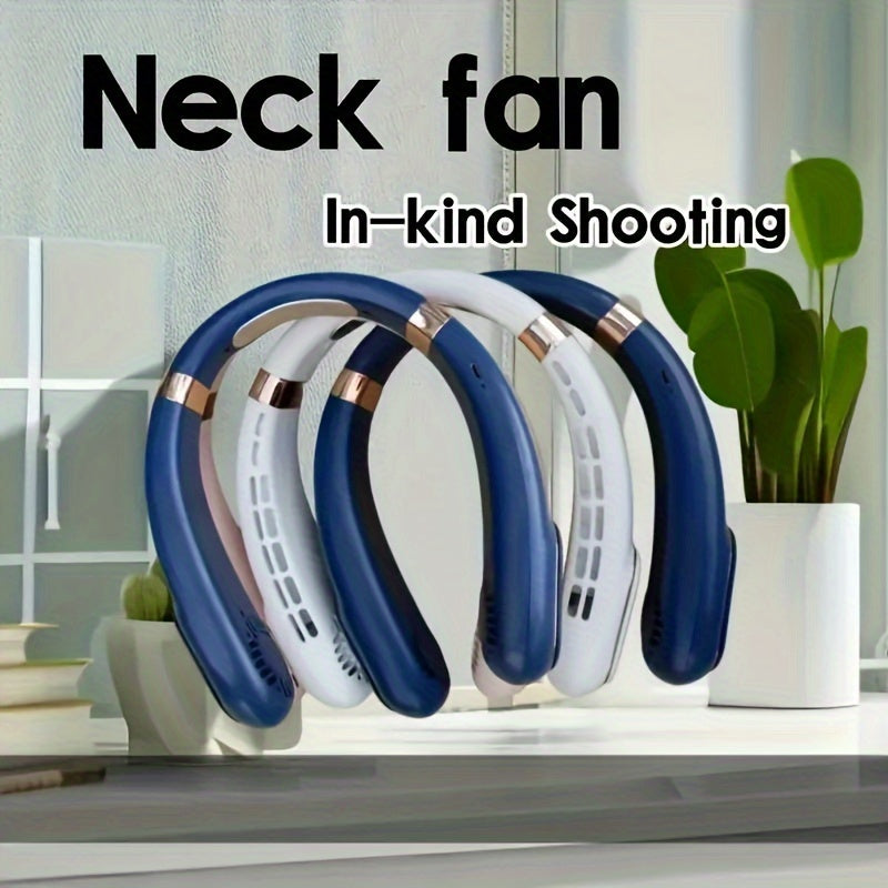 Portable High-Wind Neck Fan with Rechargeable Battery, 5-Speed, Bladeless, Quiet