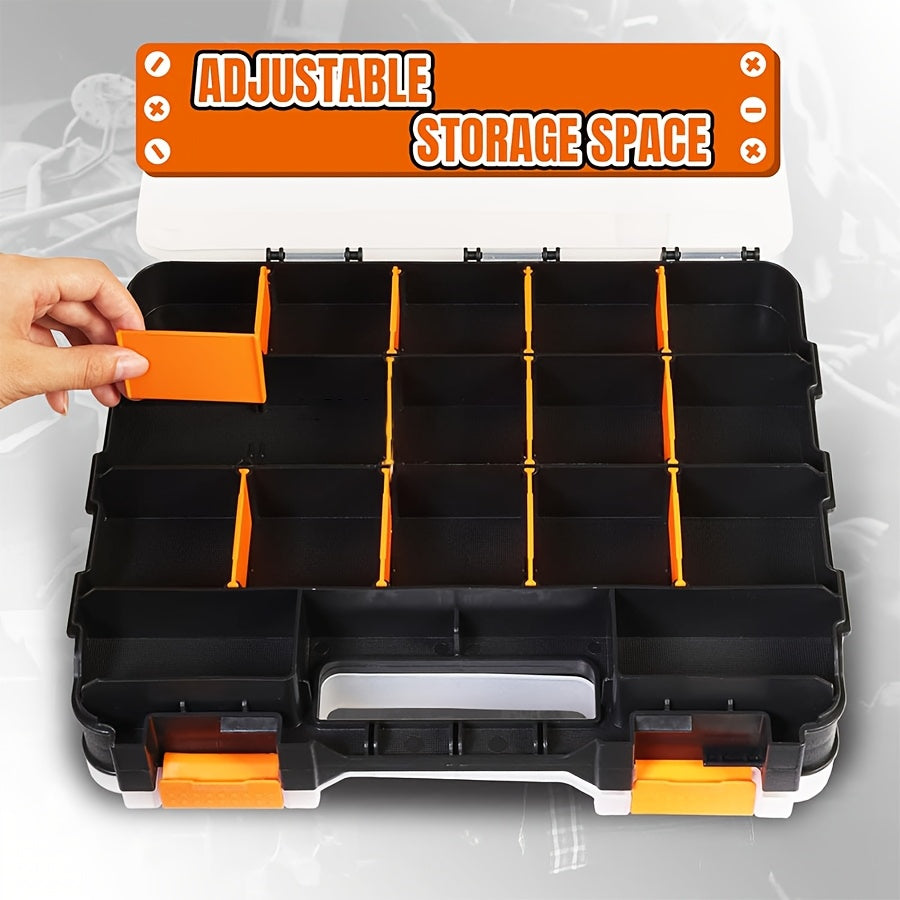 Small Parts Organizer with 34 Compartments Removable Dividers Waterproof Hardware Storage