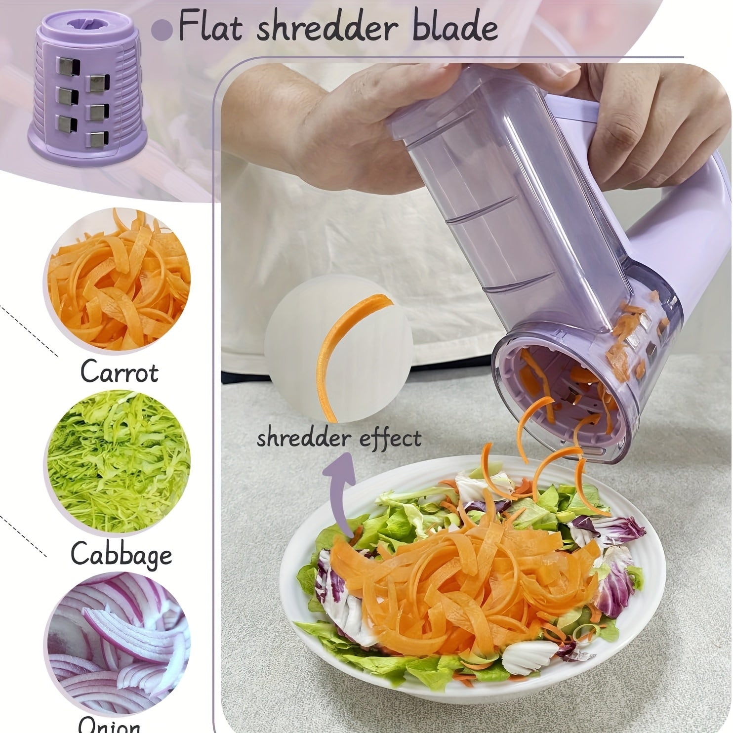 Cordless Electric Salad Shooter Slicer Handheld USB Rechargeable 3 Blades