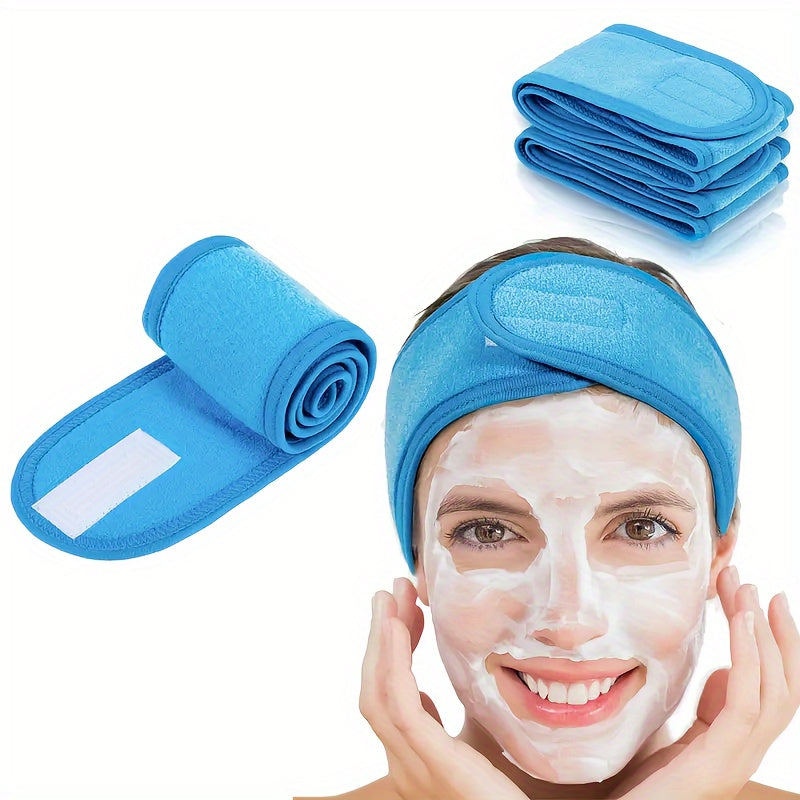 Unisex Coral Fleece Facial Headband Adjustable Hair Wrap for Face Wash and Shower