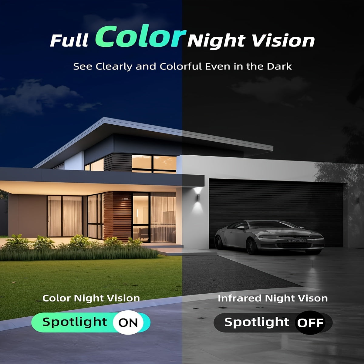 3MP FHD tungi ko'rish, yoritgich, quyosh energiyasida ishlaydigan, insonni aniqlash, ikki tomonlama suhbat va bulutli saqlash bilan jihozlangan simsiz ochiq havodagi xavfsizlik kamerasi. 2.4GHz WiFi bilan rangli tungi ko'rish.