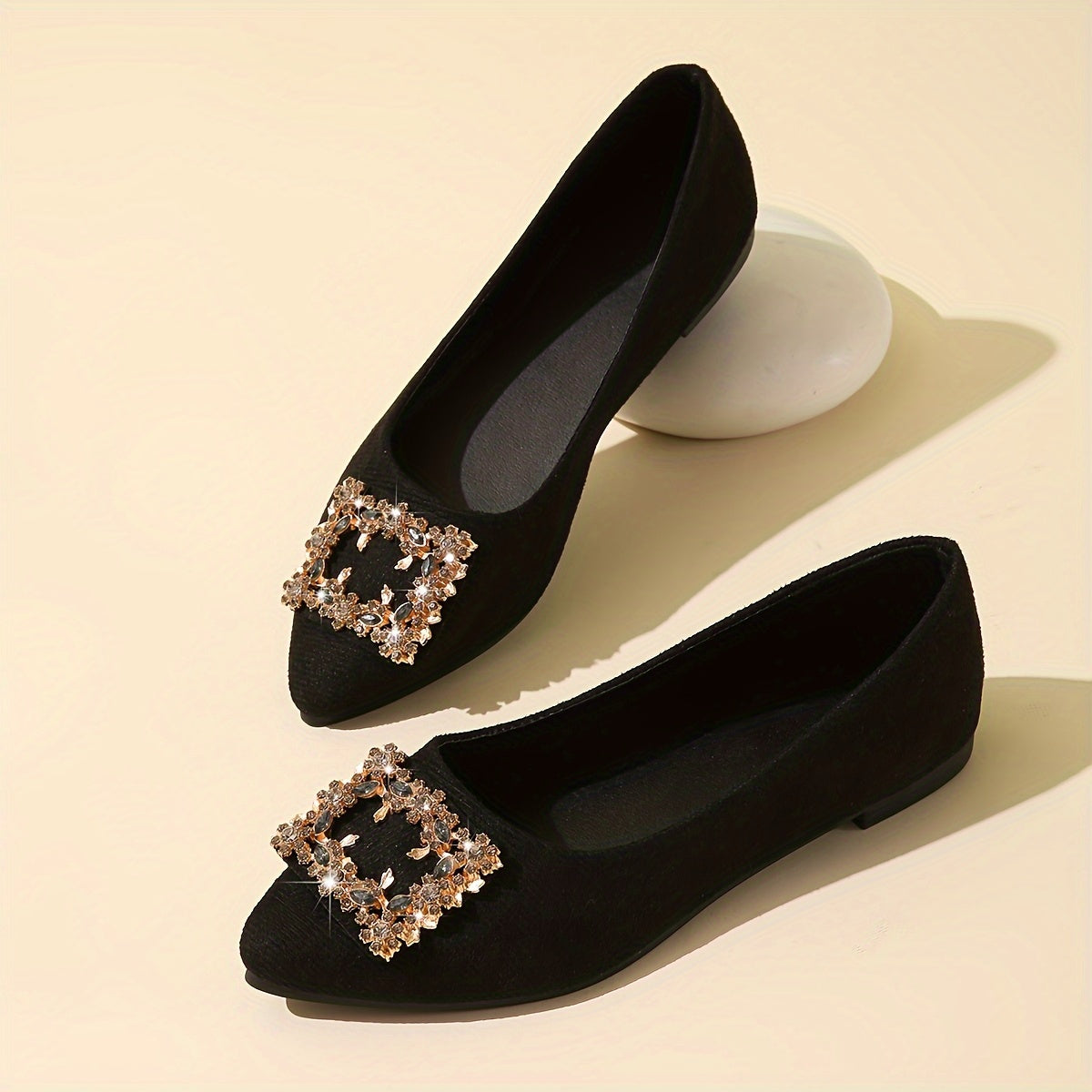 Women's Sparkling Rhinestone Ballet Flat Shoes Small Size Comfortable Dress Footwear