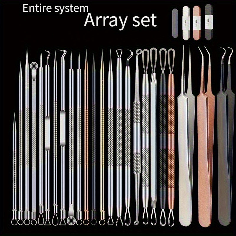 Профессиональный набор для удаления черных точек и прыщей с пинцетами, иглой, всасывающими салфетками