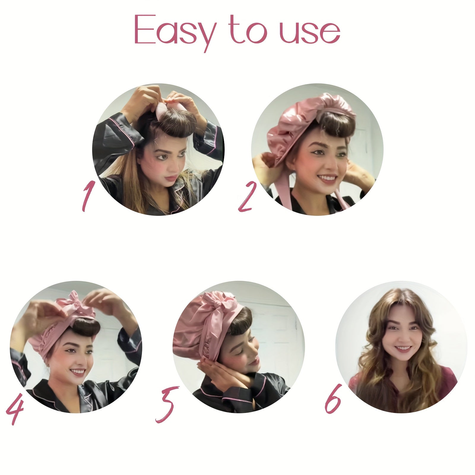 Conjunto de rulos sin calor para mujeres, rulo de noche sin calor, bonete de satén para todo tipo de cabello