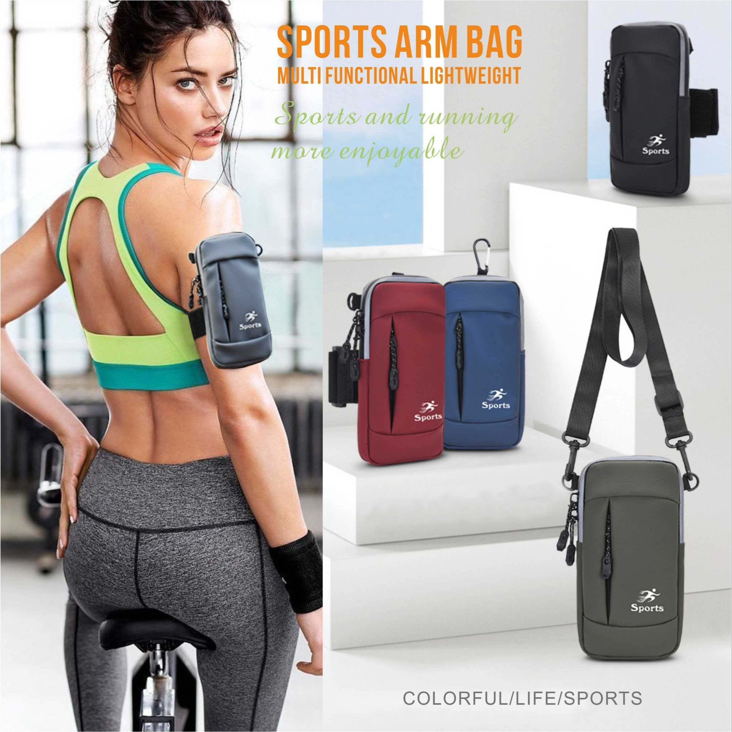 Running Arm Bag for Phones Up to 7 Inches, Waterproof Mini Crossbody Bag for Jogging