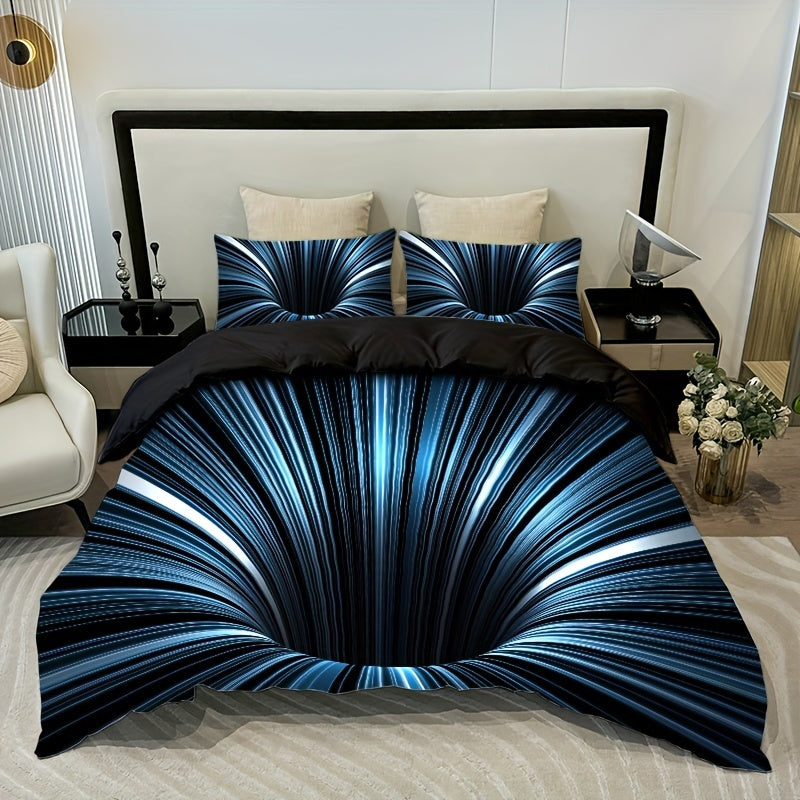 3D Vortex Quilt Cover Set 3 Pieces Digital Print Polyester Bedding Set