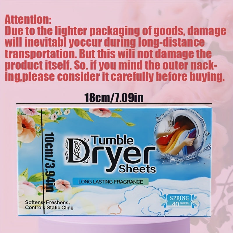 Dryer Laundry Tablets - Odor Remover, Fragrance, Clothes Smoothing, 40 Pieces