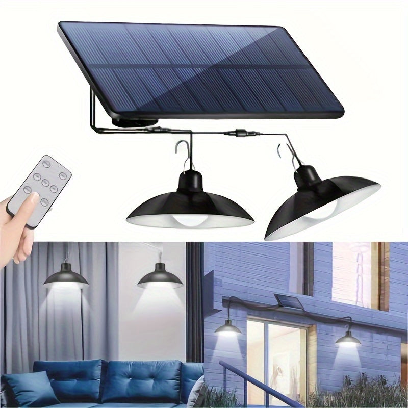 Solar Pendant Light with Remote Control and Adjustable Brightness for Indoor Outdoor Use